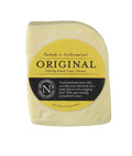 Pale Original Cheese wedge with its yellow Northumberland Cheese Company label reading Full Fat Hard Cows' Cheese