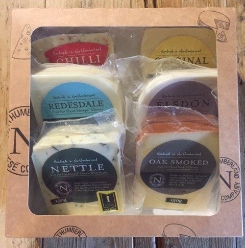 Taste of Northumberland windowed gift box of six wedges: Chilli, Original, Redesdale, Elsdon, Nettle and Oak Smoked