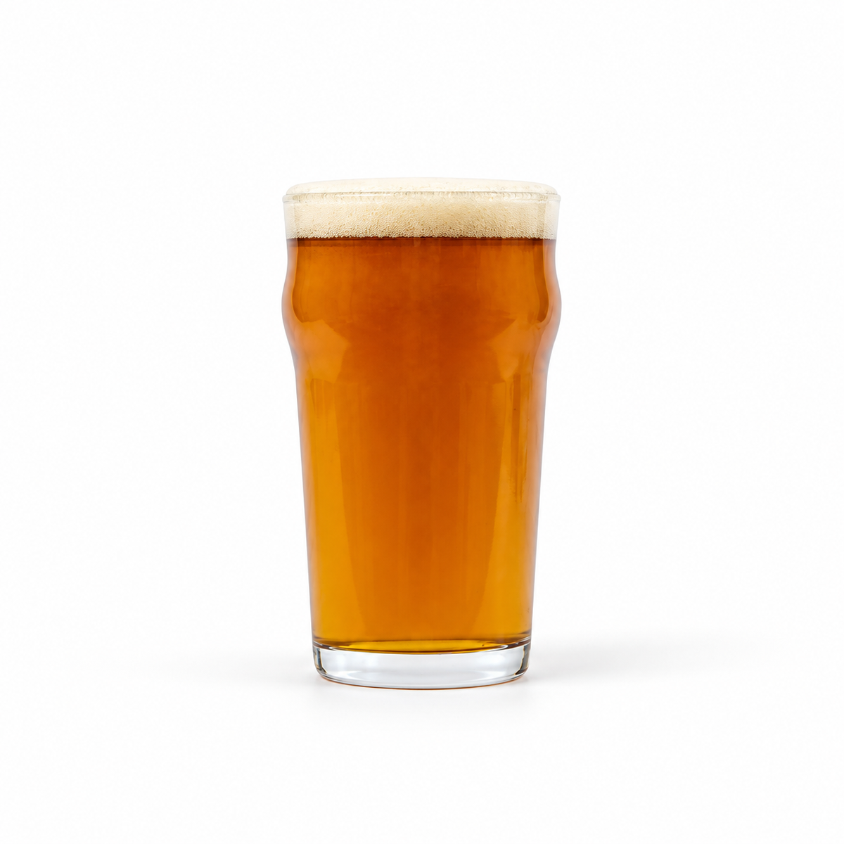 Pint glass of deep amber Tormit Heed ale with a creamy head