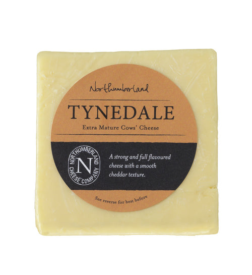 Tynedale Extra Mature Cows Cheese 150g, a square block with its orange Northumberland Cheese Company label